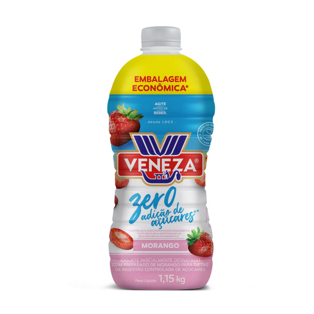 Iogurte Parcialmente Desnatado Morango Zero 1,15kg - Veneza